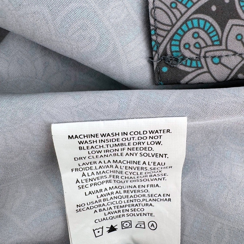 Molokai Surf Co Button Down Shirt Mens Small Grey Turquoise Mandala Pattern - Picture 6 of 7